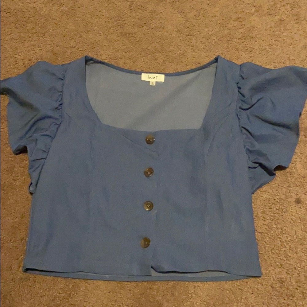 Blue button down blouse